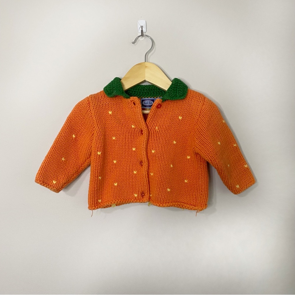 [Koala Kids] Little Pumpkin 100% Cotton Orange Knit Sweater Cardigan 6/9Months